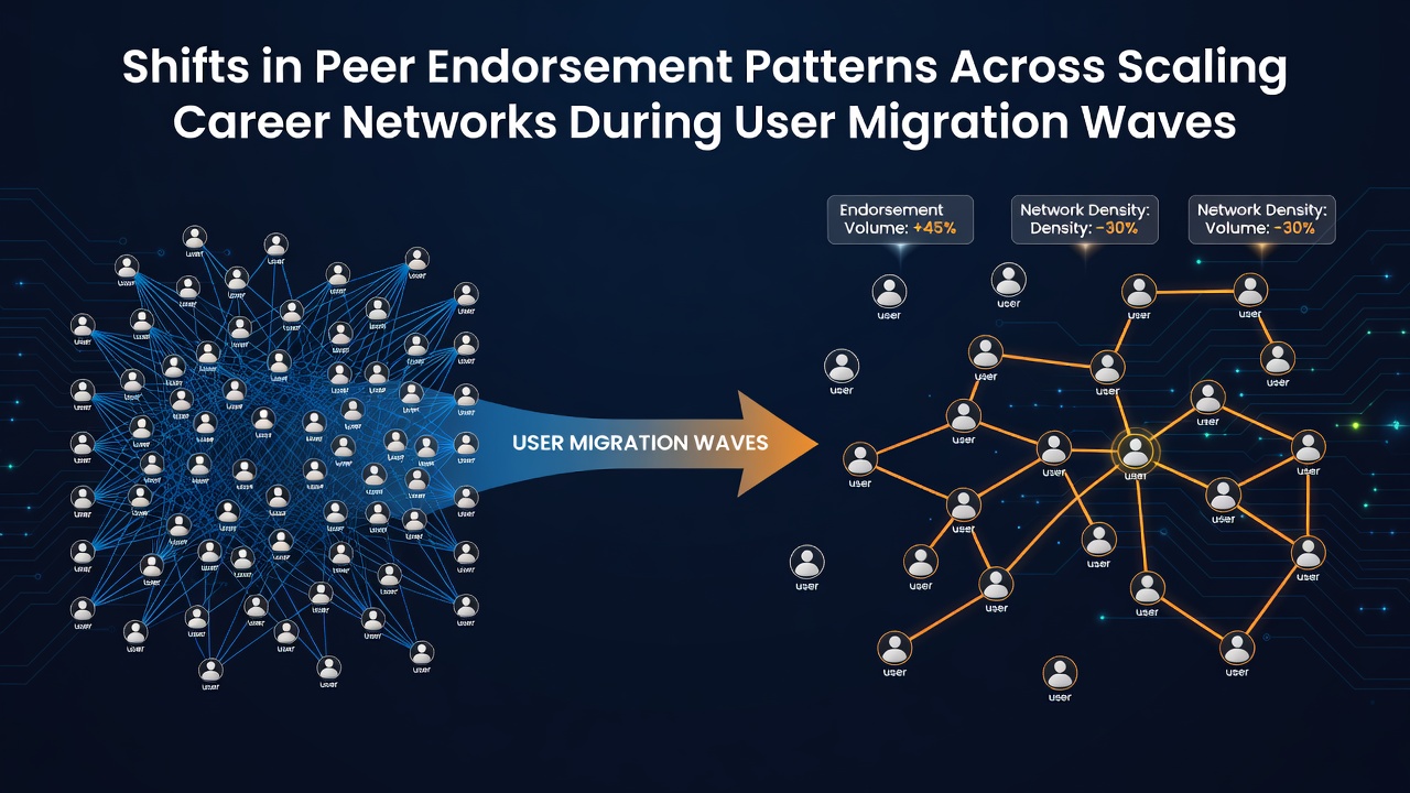 Shifts in Peer Endorsement Patterns Across Scaling Career Networks During User Migration Waves